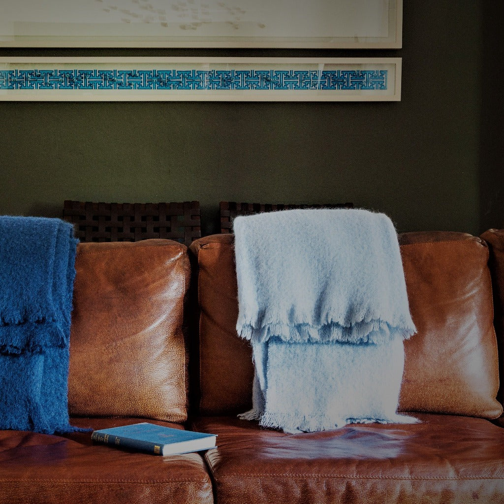 Capri Blue Mohair Throw The Glamorous Goat